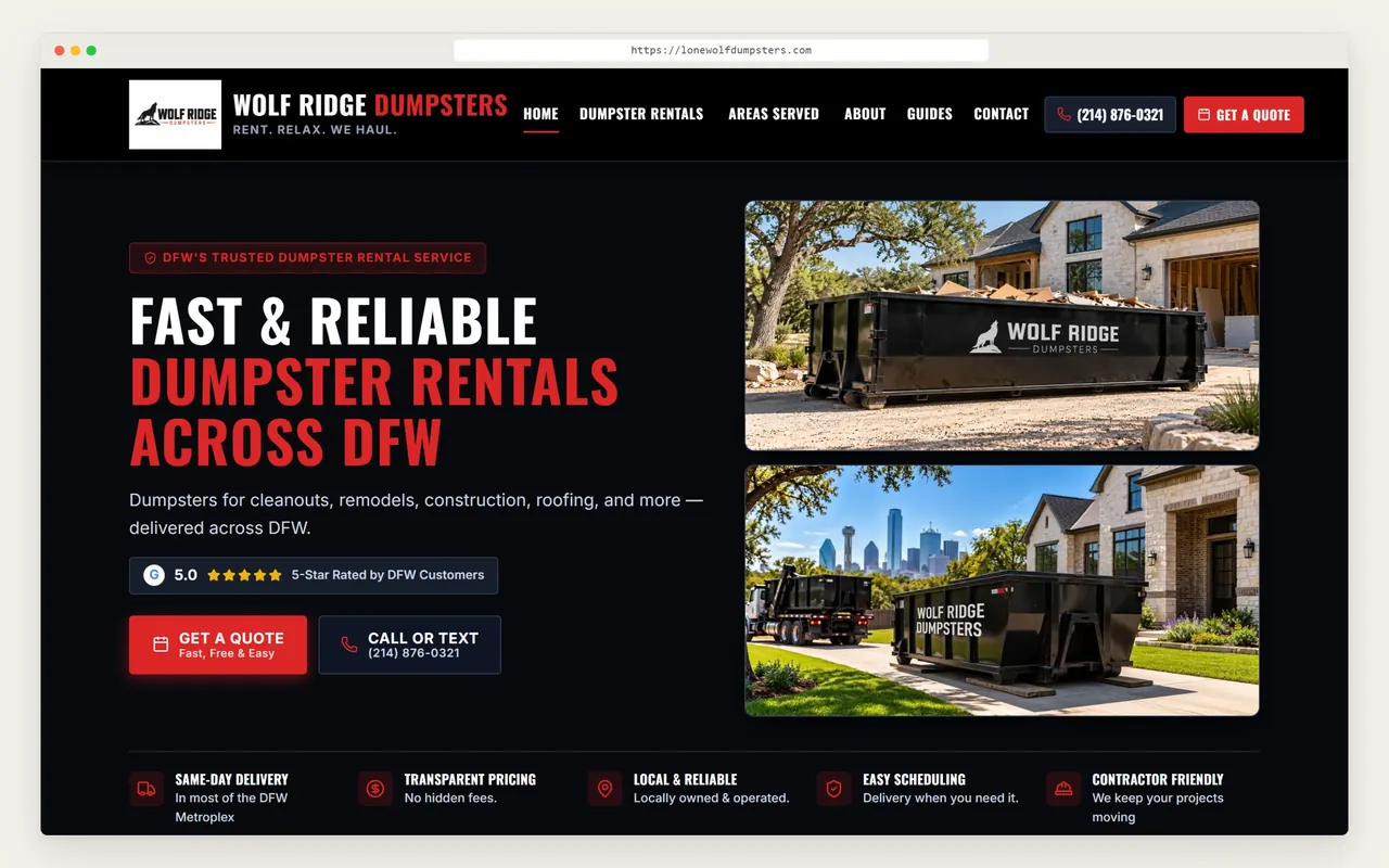 Screenshot of Wolf Ridge Dumpsters